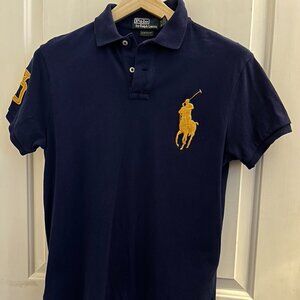 Polo Ralph Lauren Men's Vintage 80's Big Logo Navy Polo size M